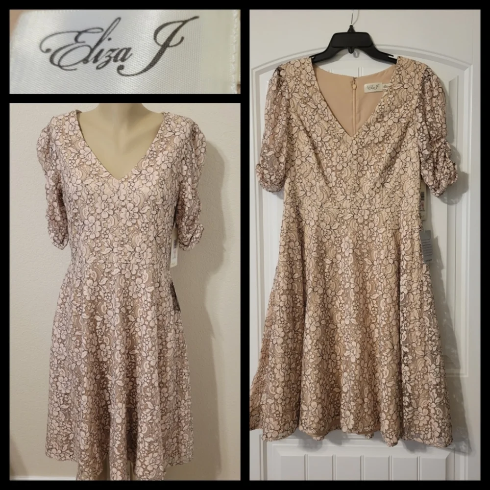 🆕️Eliza J blush lacey floral midi dress - Picture 1 of 8